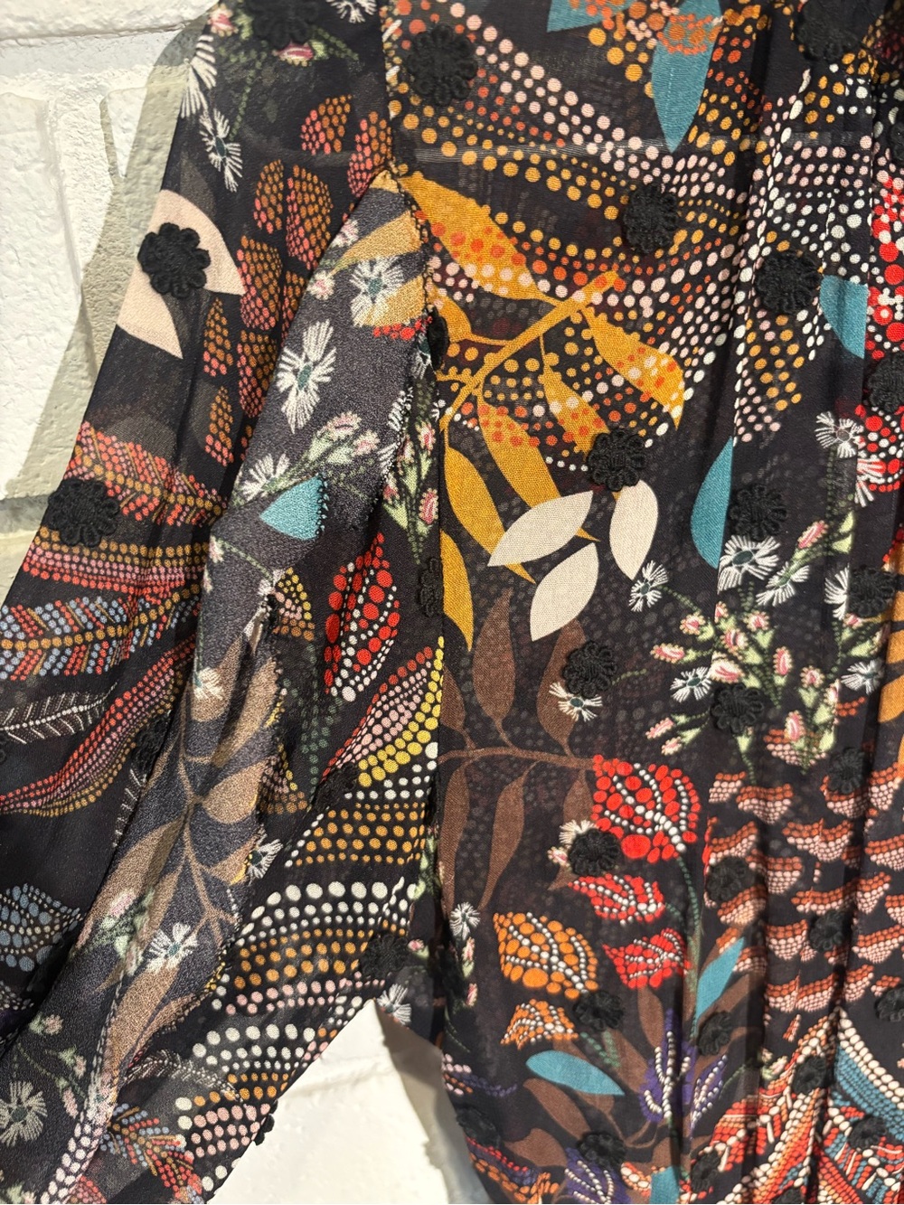 FARM Rio Black Multi Floral Ruffle-Neck Mini Dress - Picture 4 of 5